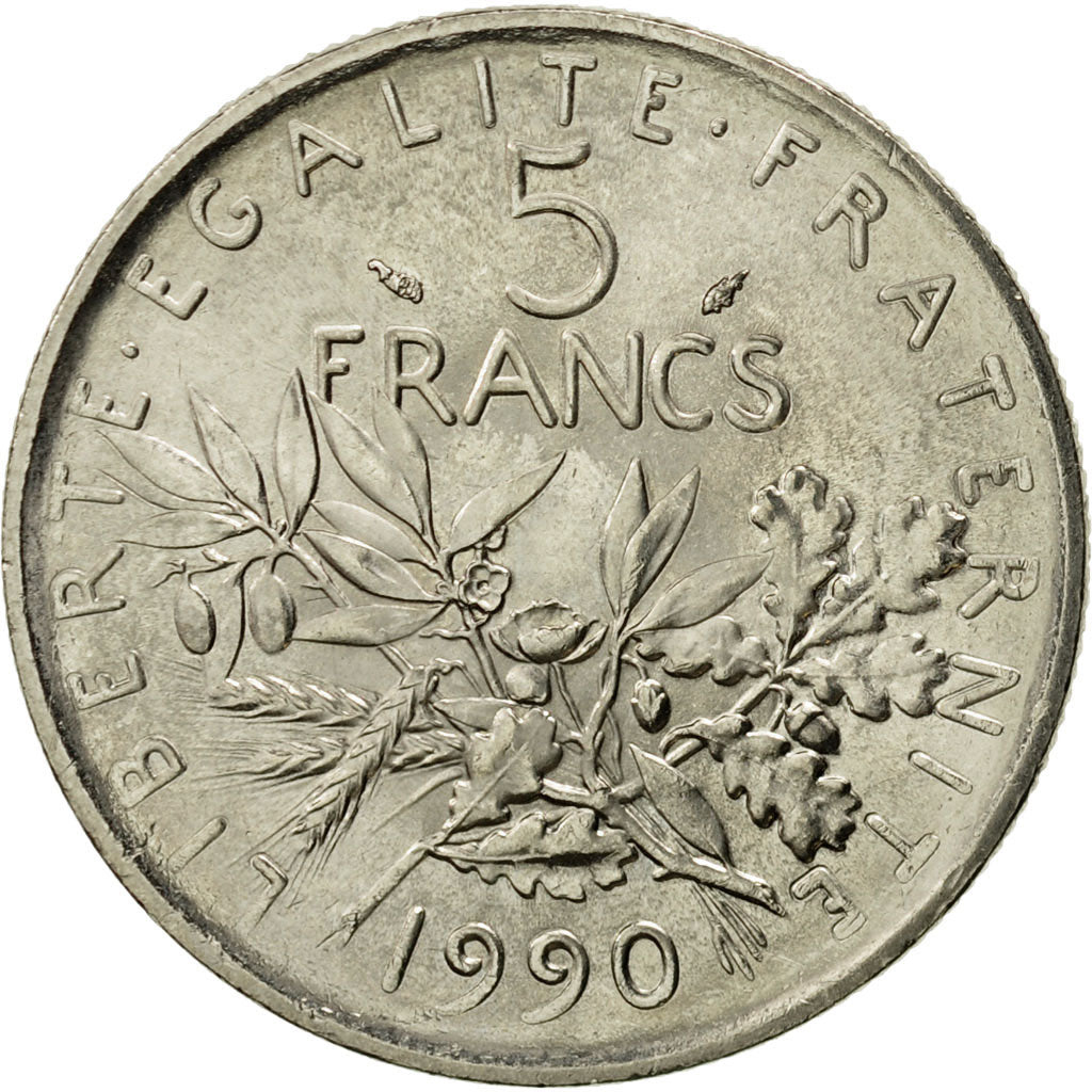 Coin, France, Semeuse, 5 Francs, 1990, Paris, MS(60-62), Nickel Clad
