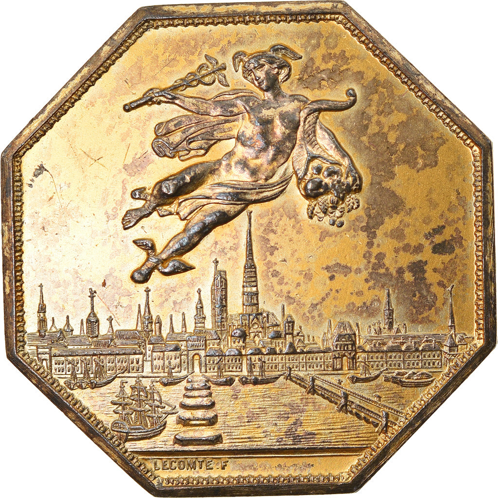 França, Token, Chambre de Commerce de Rouen, 1802, Lecomte, EF(40-45), Vermeil
