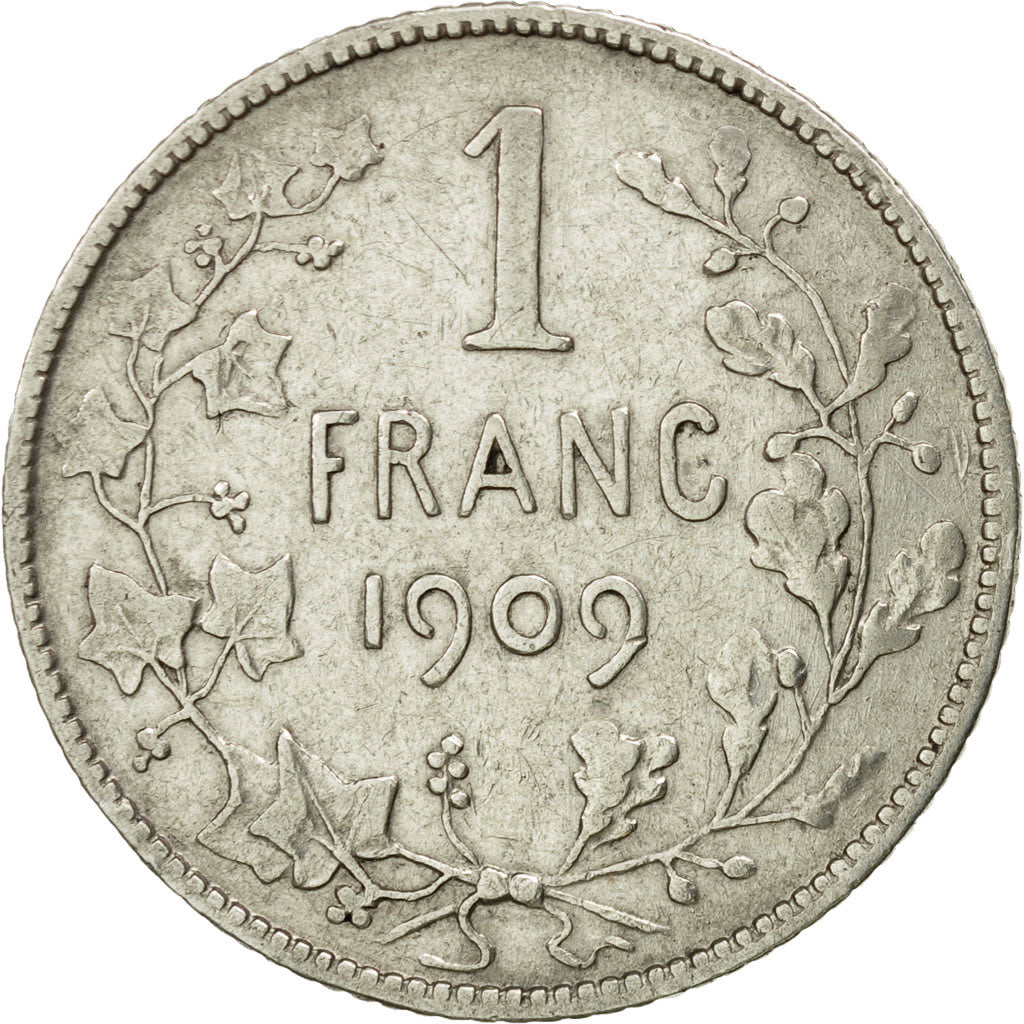 Moneda, Bélgica, Franc, 1909, MBC, Plata, KM:56.1