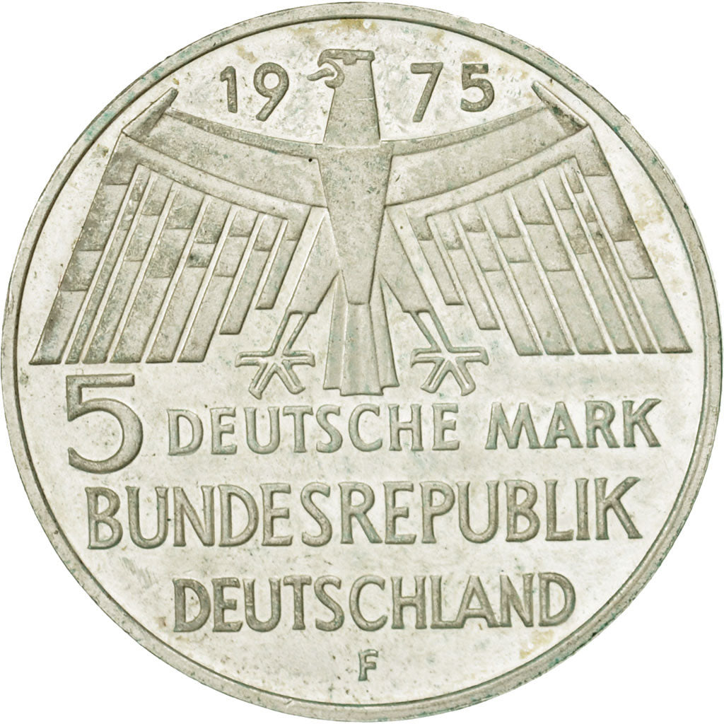 Coin, GERMANY - FEDERAL REPUBLIC, 5 Mark, 1975, Stuttgart, Germany, AU(50-53)