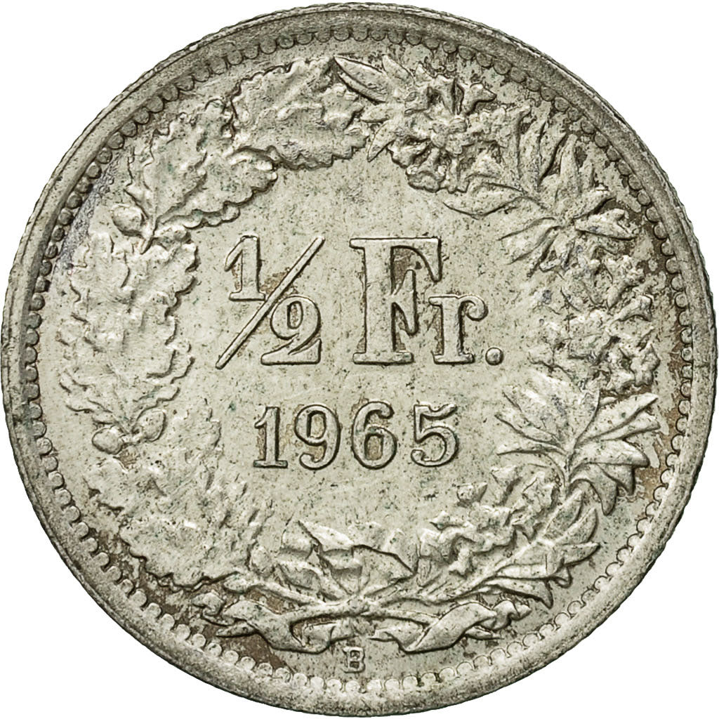 Coin, Switzerland, 1/2 Franc, 1965, Bern, EF(40-45), Silver, KM:23