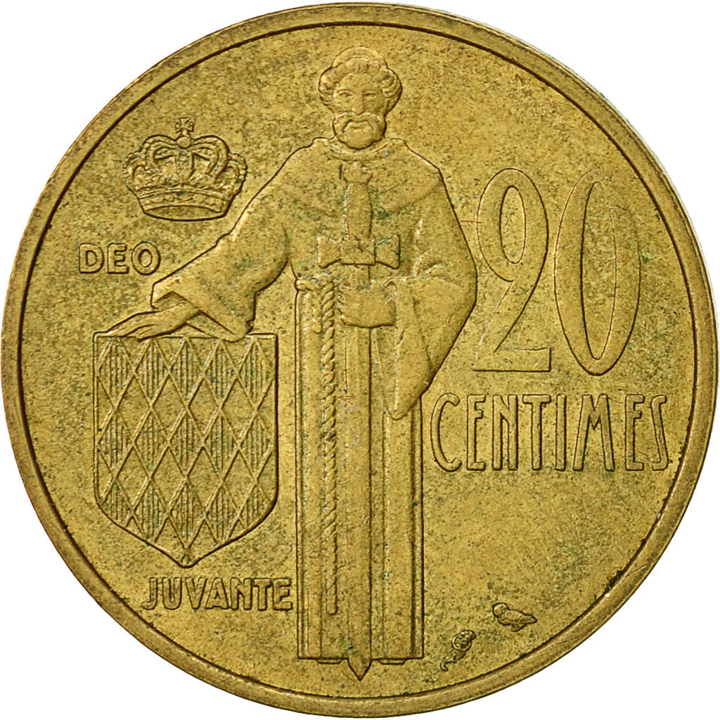 Coin, Monaco, Rainier III, 20 Centimes, 1962, EF(40-45), Aluminum-Bronze