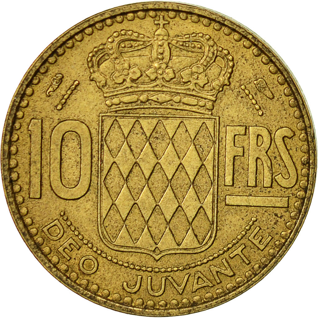 Coin, Monaco, Rainier III, 10 Francs, 1951, EF(40-45), Aluminum-Bronze, KM:130
