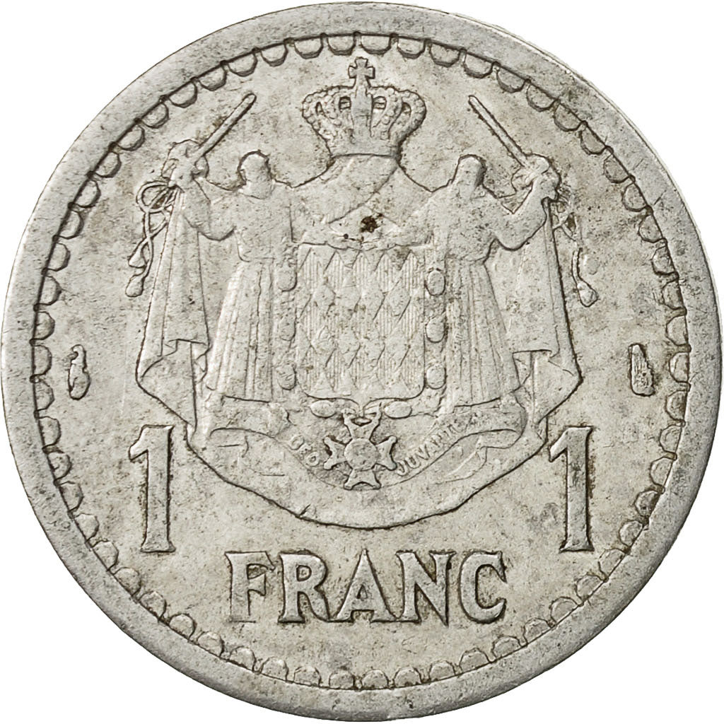 Münze, Monaco, Louis II, Franc, Undated (1943), Poissy, SS, Aluminium, KM:120