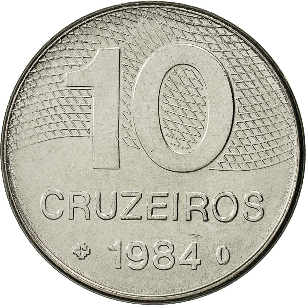 Moneta, Brasile, 10 Cruzeiros, 1984, SPL-, Acciaio inossidabile, KM:592.1
