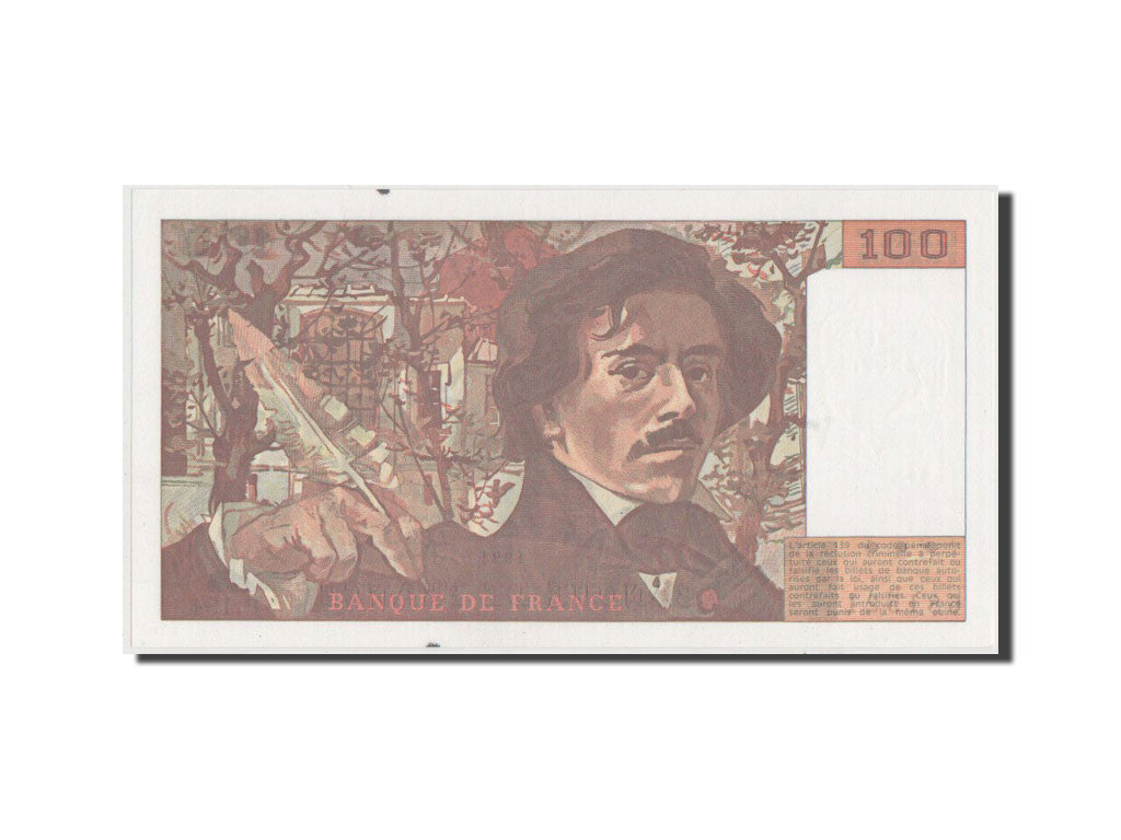 Geldschein, Frankreich, 100 Francs, 100 F 1978-1995 ''Delacroix'', 1991, UNZ