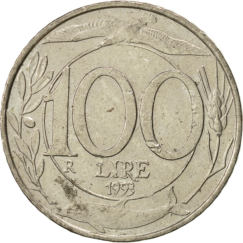 Coin, Italy, 100 Lire, 1993, Rome, AU(50-53), Copper-nickel, KM:159