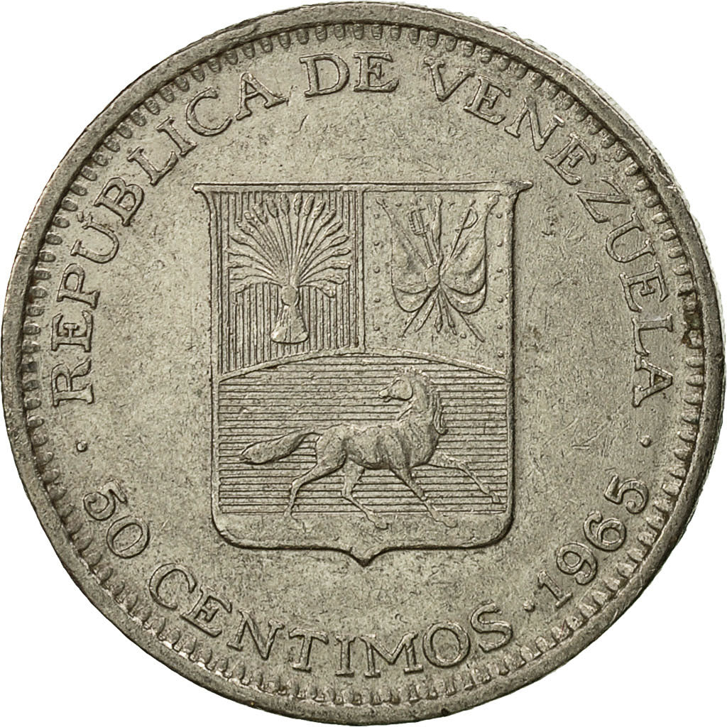 Coin, Venezuela, 50 Centimos, 1965, EF(40-45), Nickel, KM:41
