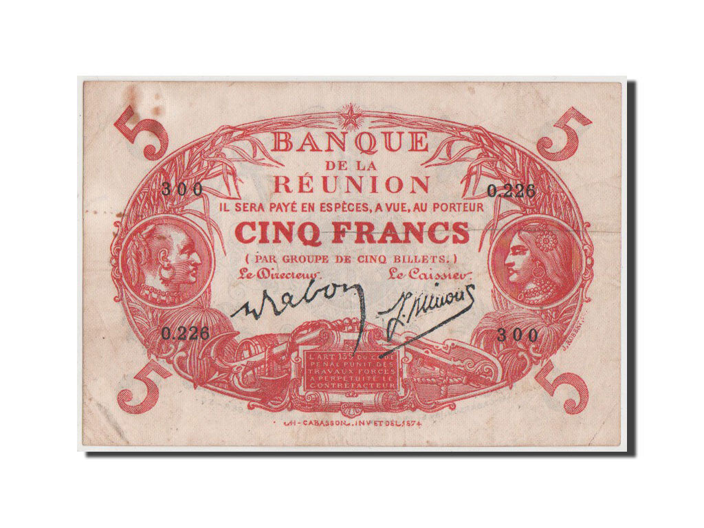 Banconote, Réunion, 5 Francs, 1901, MB