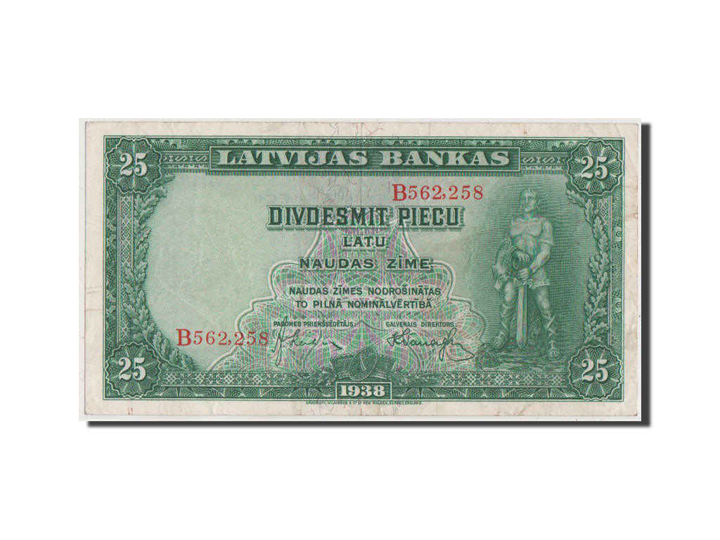 Billet, Latvia, 25 Latu, 1938, TTB