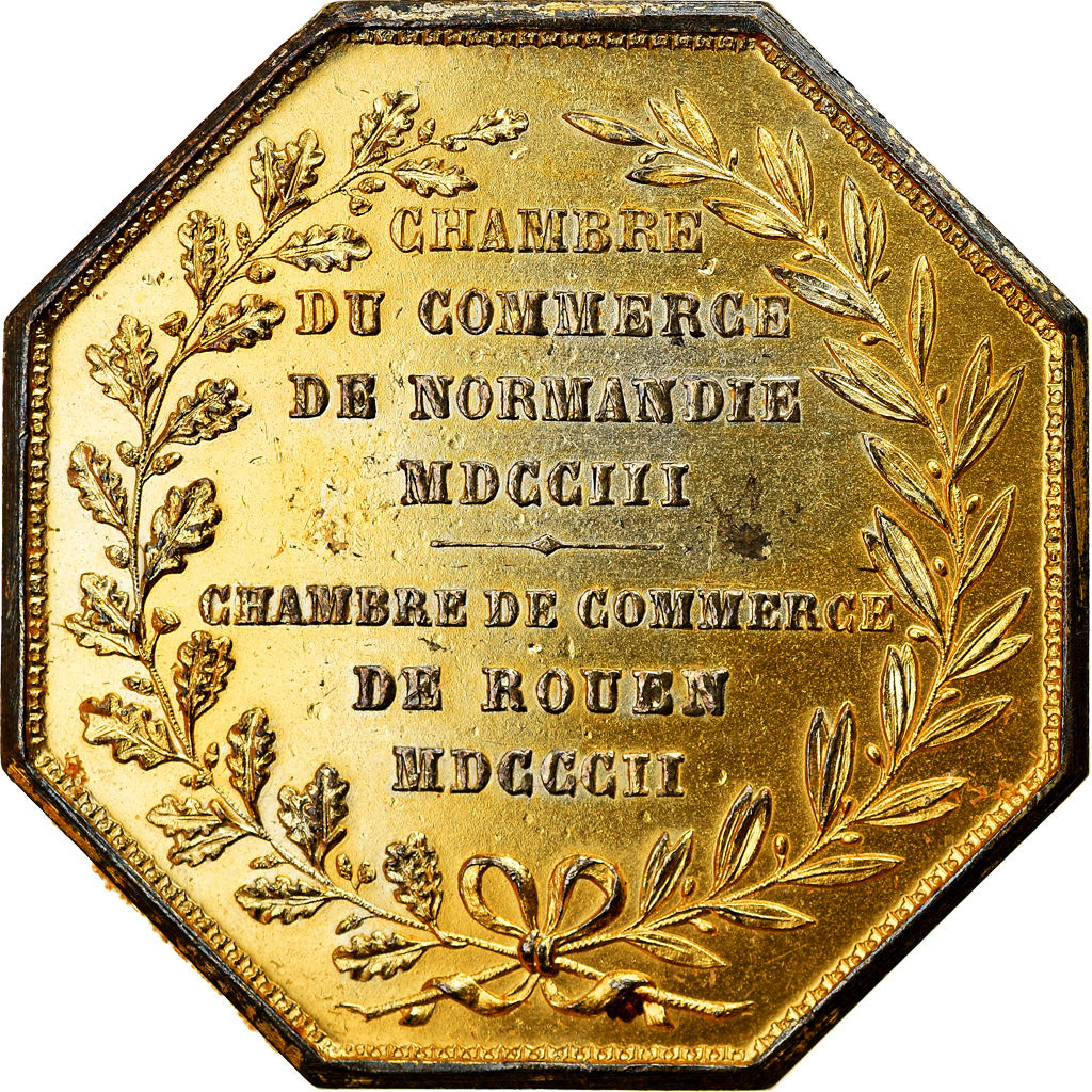 França, Token, Chambre de Commerce de Rouen, 1802, Lecomte, EF(40-45), Vermeil