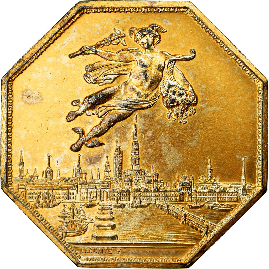 Frankrijk, Token, Chambre de Commerce de Rouen, 1802, Lecomte, ZF, Vermeil