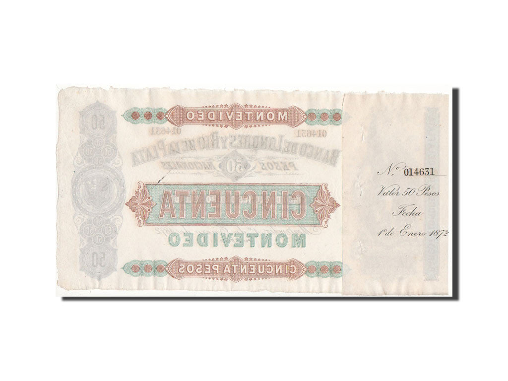 Banconote, Uruguay, 50 Pesos = 5 Doblones, 1872, SPL-