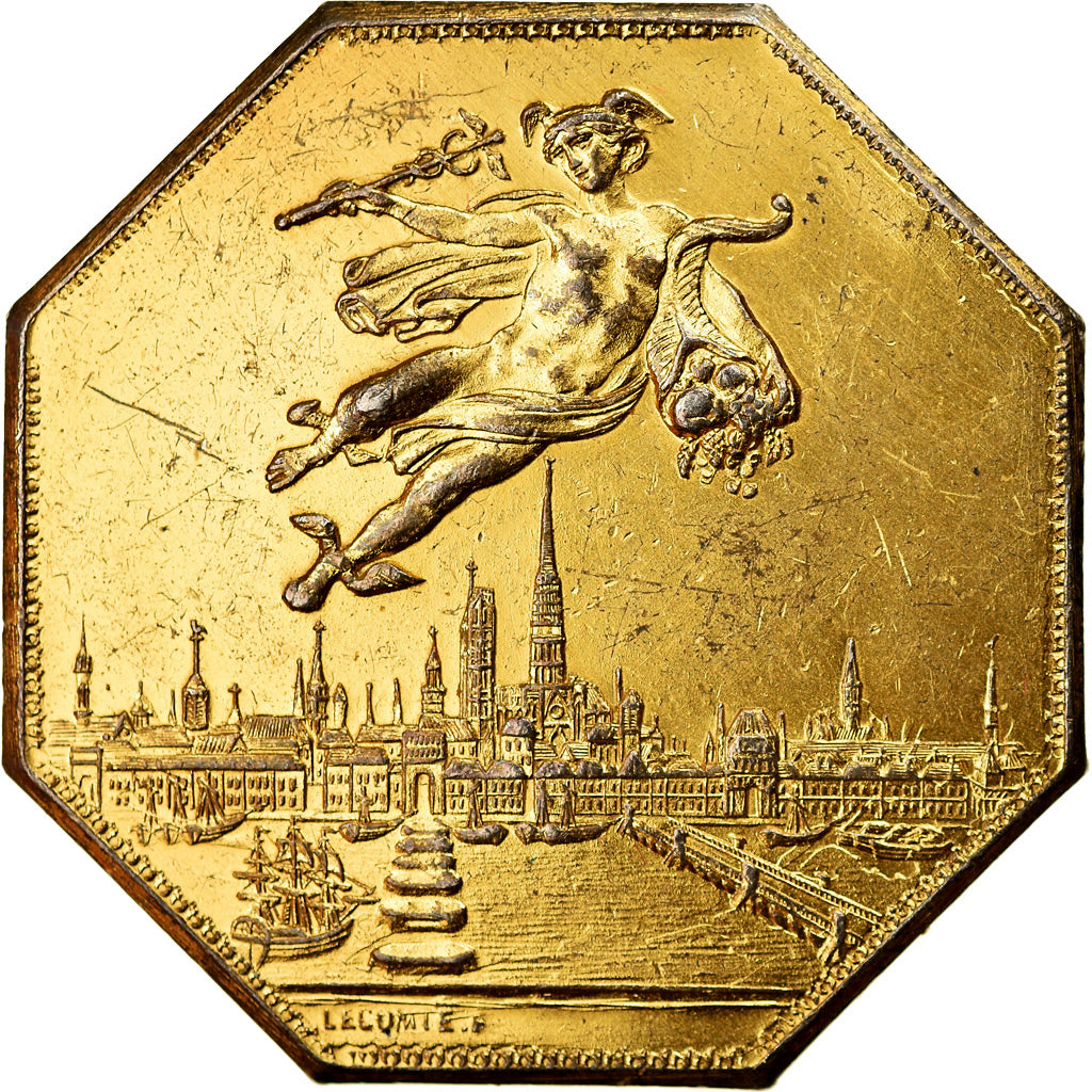 Frankreich, Token, Chambre de Commerce de Rouen, 1802, Lecomte, SS, Vermeil