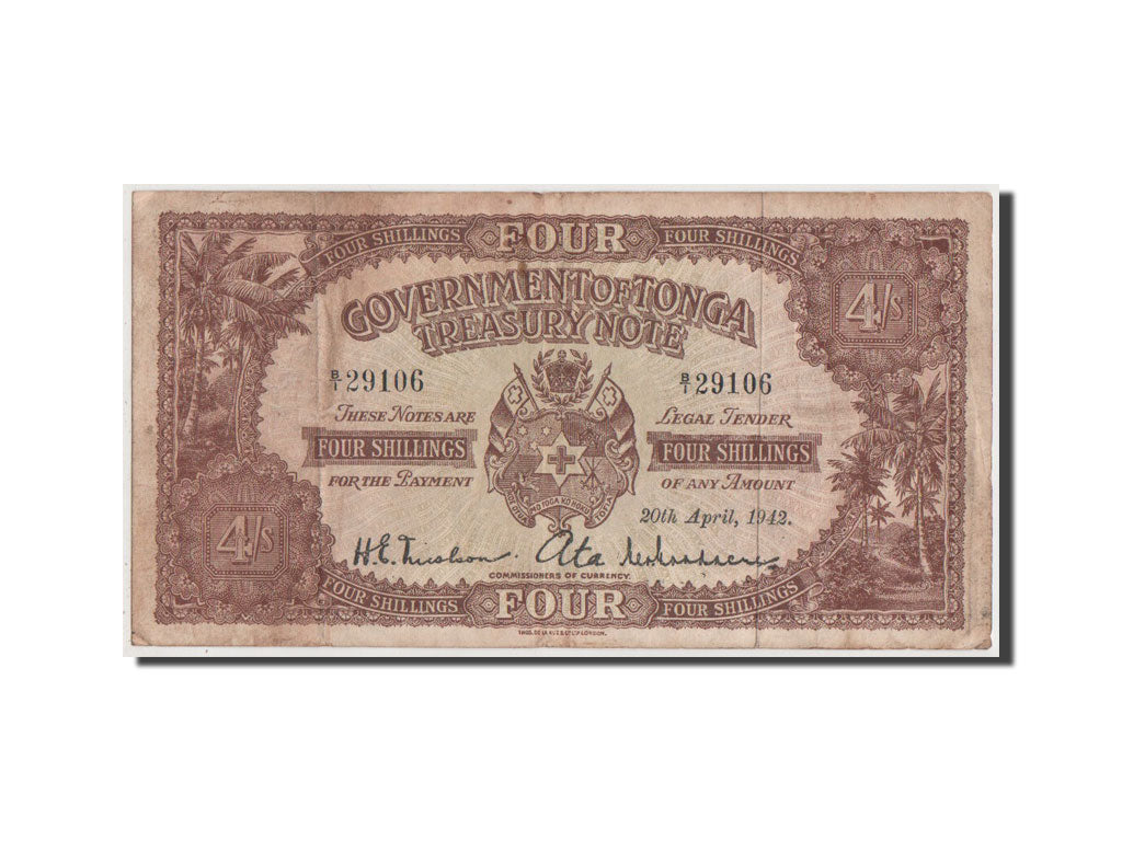 Banknote, Tonga, 4 Shillings, 1942, VF(30-35)