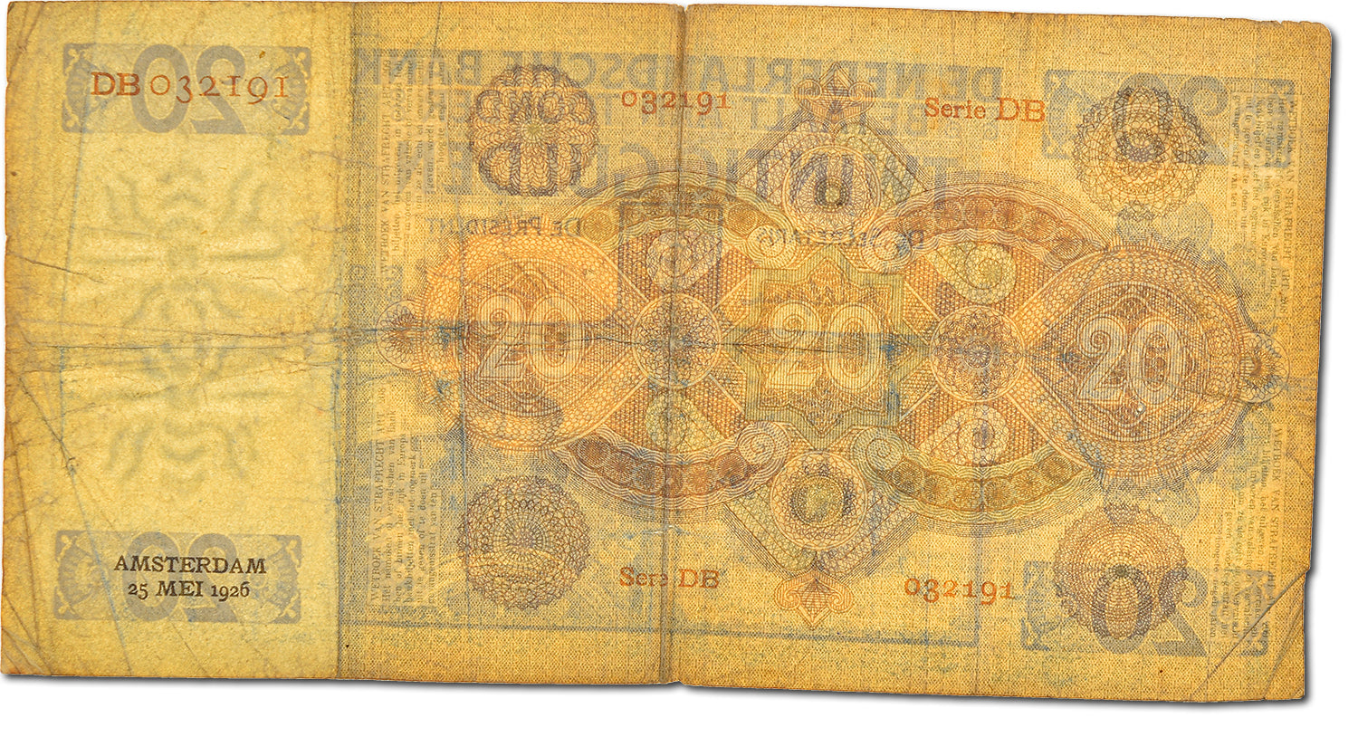 Billete, 20 Gulden, 1926, Países Bajos, BC