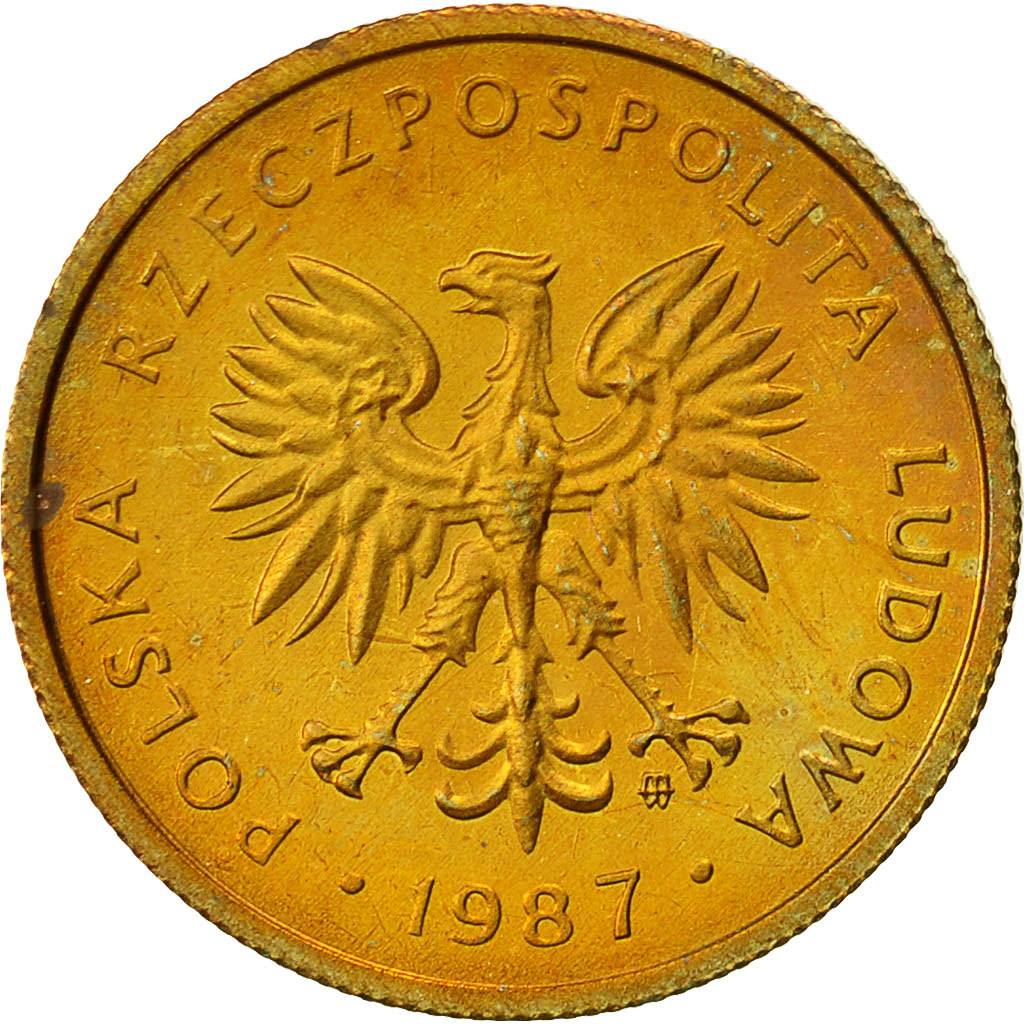 Moneta, Polska, 2 Zlote, 1987, Warsaw, MS(60-62), Mosiądz, KM:80.2