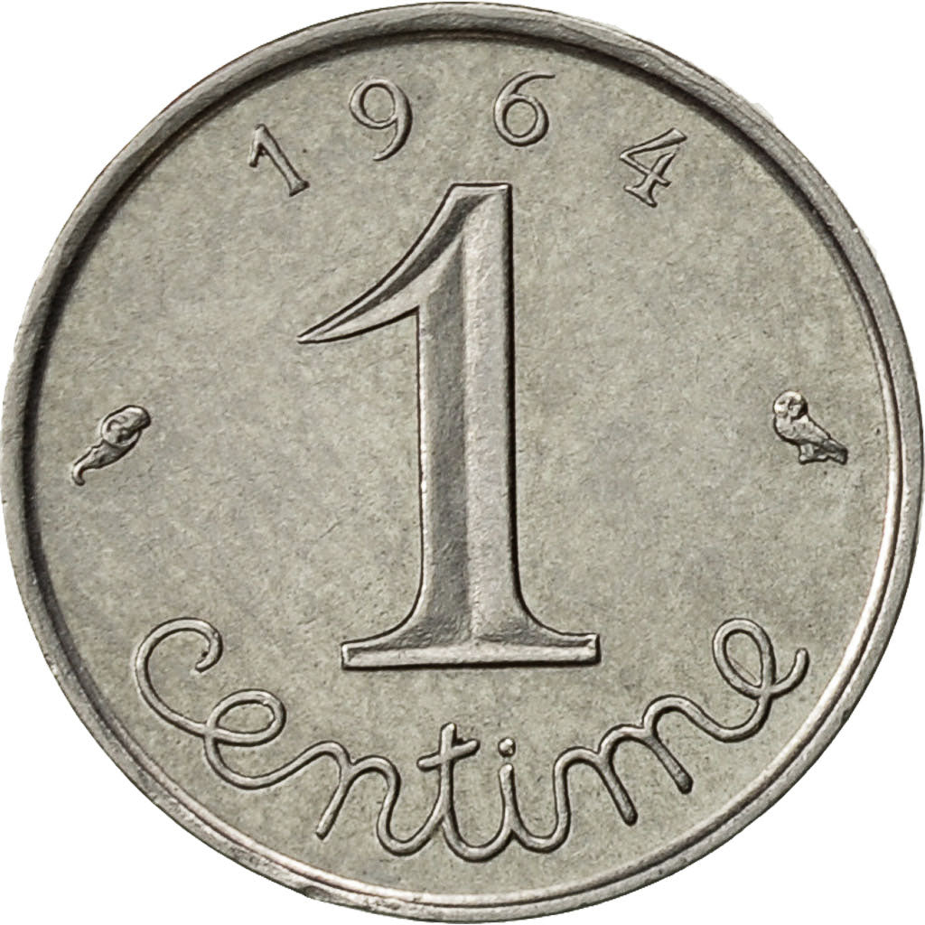 France, Épi, Centime, 1964, Paris, AU(50-53), Stainless Steel, KM:928
