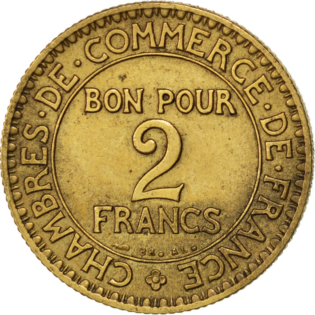 Moneta, Francia, Chambre de commerce, 2 Francs, 1922, BB+, Alluminio-bronzo