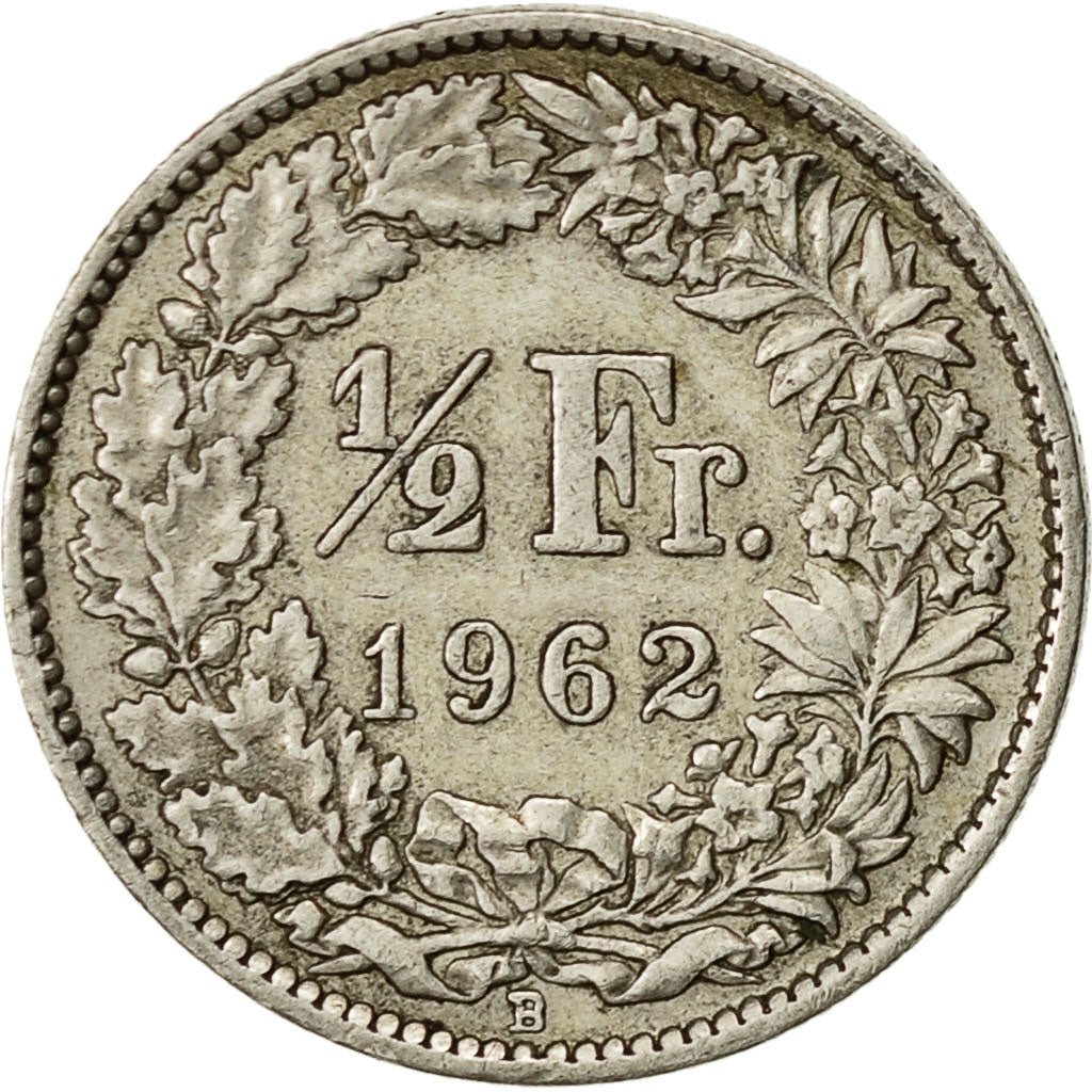 Svizzera, 1/2 Franc, 1962, Bern, BB, Argento, KM:23