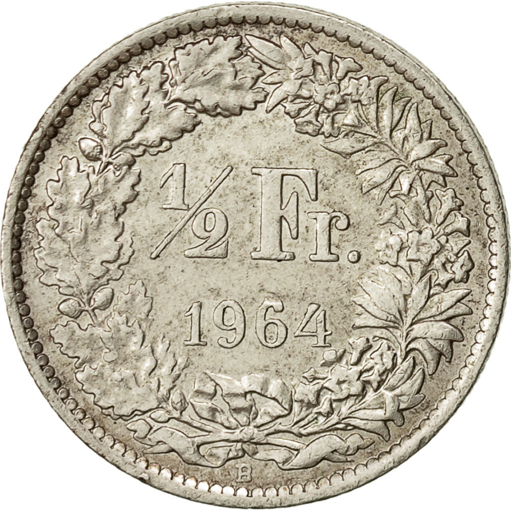 Svizzera, 1/2 Franc, 1964, Bern, BB, Argento, KM:23