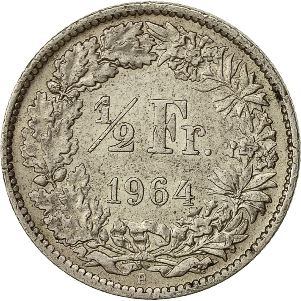 Schweiz, 1/2 Franc, 1964, Bern, SS+, Silber, KM:23
