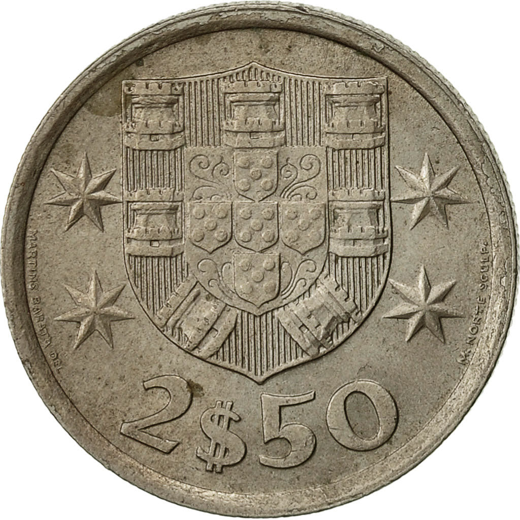 Portugal, 2-1/2 Escudos, 1977, VZ, Copper-nickel, KM:590
