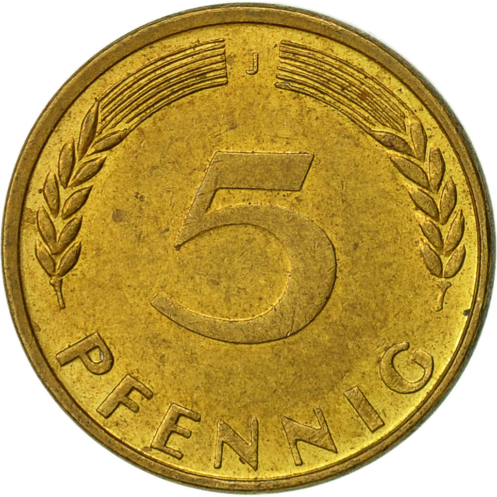 Bundesrepublik Deutschland, 5 Pfennig, 1950, Hambourg, SS, Brass Clad Steel