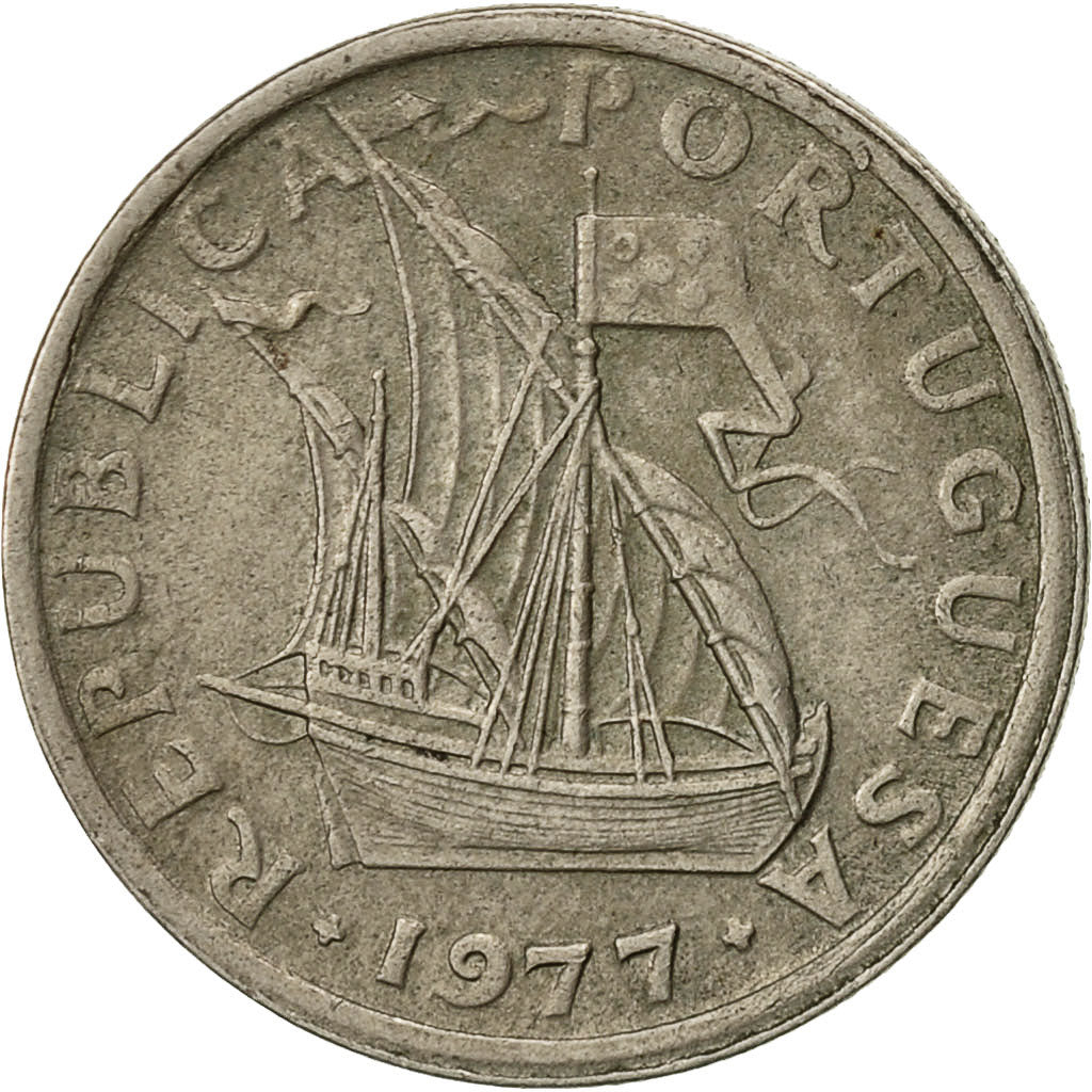 Portogallo, 2-1/2 Escudos, 1977, BB, Rame-nichel, KM:590