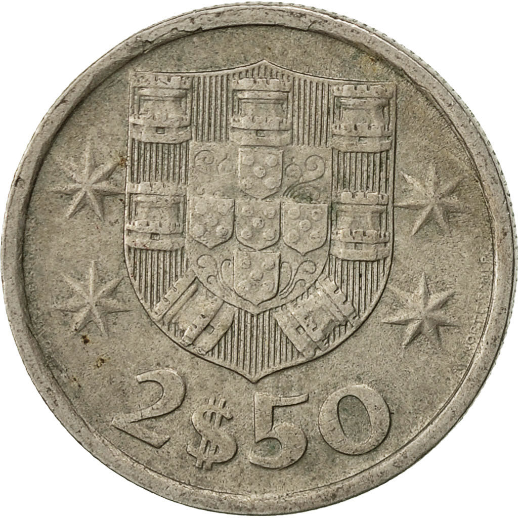Portogallo, 2-1/2 Escudos, 1977, BB, Rame-nichel, KM:590