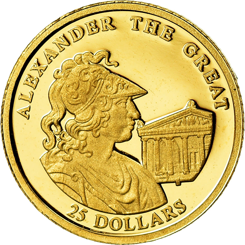 Liberia, 25 Dollars, Alexander The Great, 2001, MS(65-70), Gold