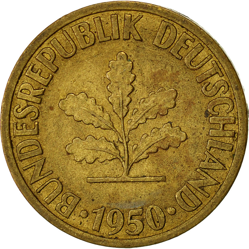 Münze, Bundesrepublik Deutschland, 10 Pfennig, 1950, Stuttgart, SS, Brass Clad