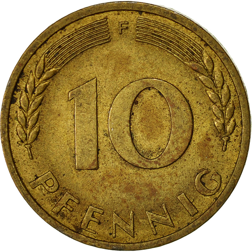 Münze, Bundesrepublik Deutschland, 10 Pfennig, 1950, Stuttgart, SS, Brass Clad