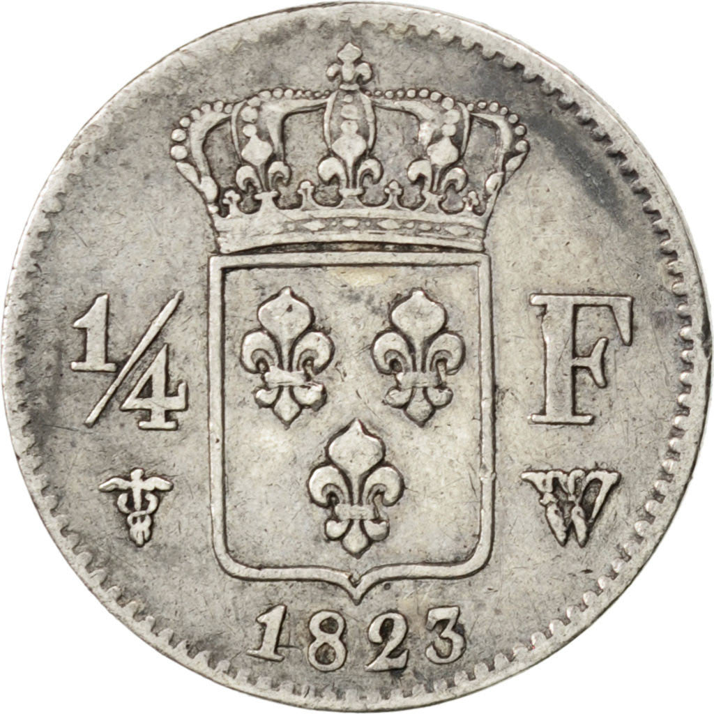 Monnaie, France, Louis XVIII, Louis XVIII, 1/4 Franc, 1823, Lille, TTB, Argent