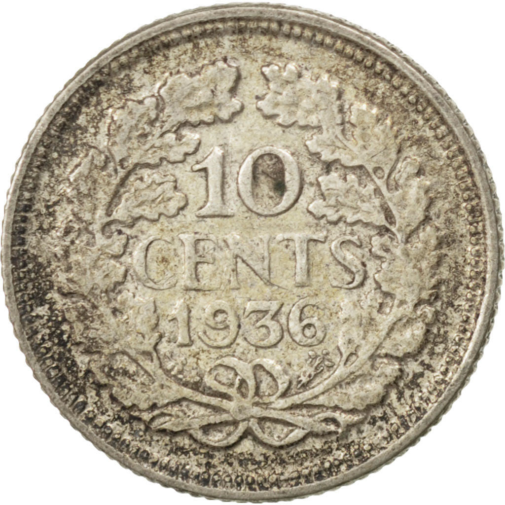 Monnaie, Pays-Bas, Wilhelmina I, 10 Cents, 1936, SUP, Argent, KM:163