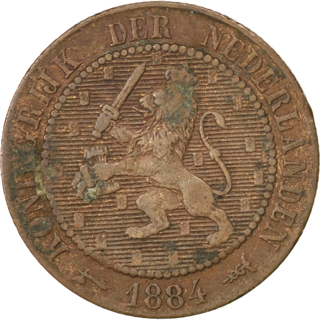 Münze, Niederlande, William III, 2-1/2 Cent, 1884, S+, Bronze, KM:108.1