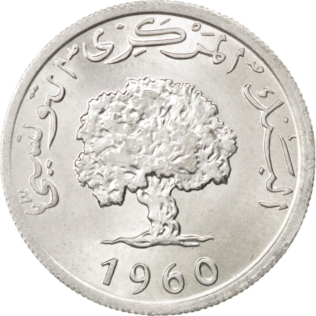 Moneta, Tunisia, 5 Millim, 1960, SPL+, Alluminio, KM:282