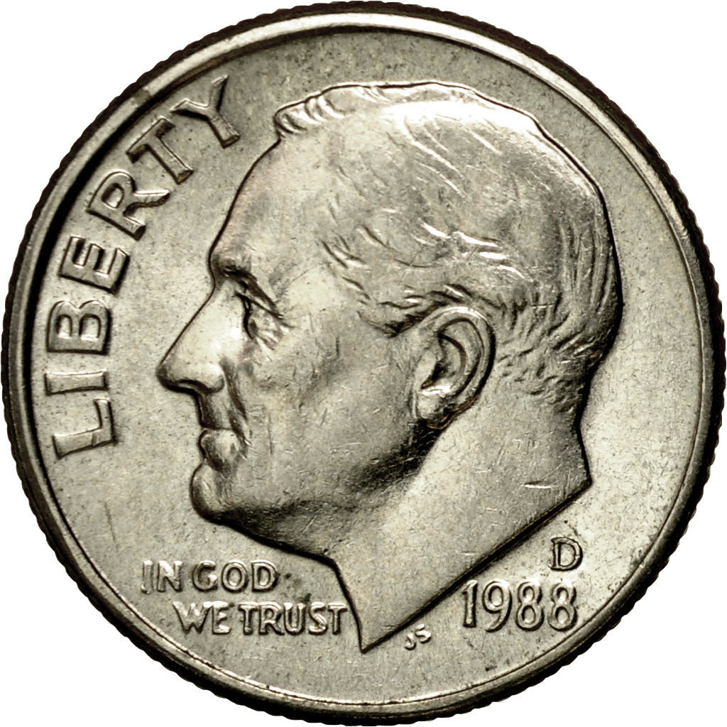 Coin, United States, Roosevelt Dime, Dime, 1988, U.S. Mint, Denver, MS(60-62)