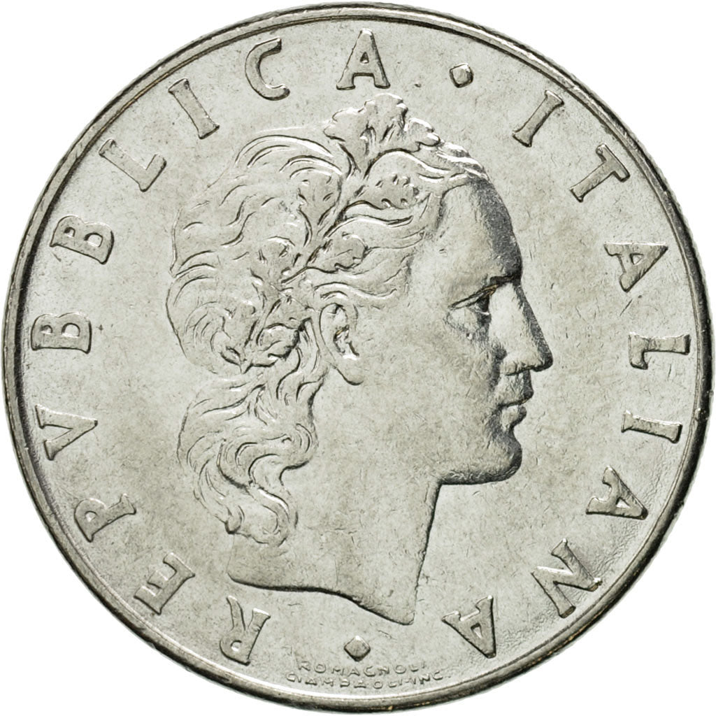 Coin, Italy, 50 Lire, 1976, Rome, EF(40-45), Stainless Steel, KM:95.1