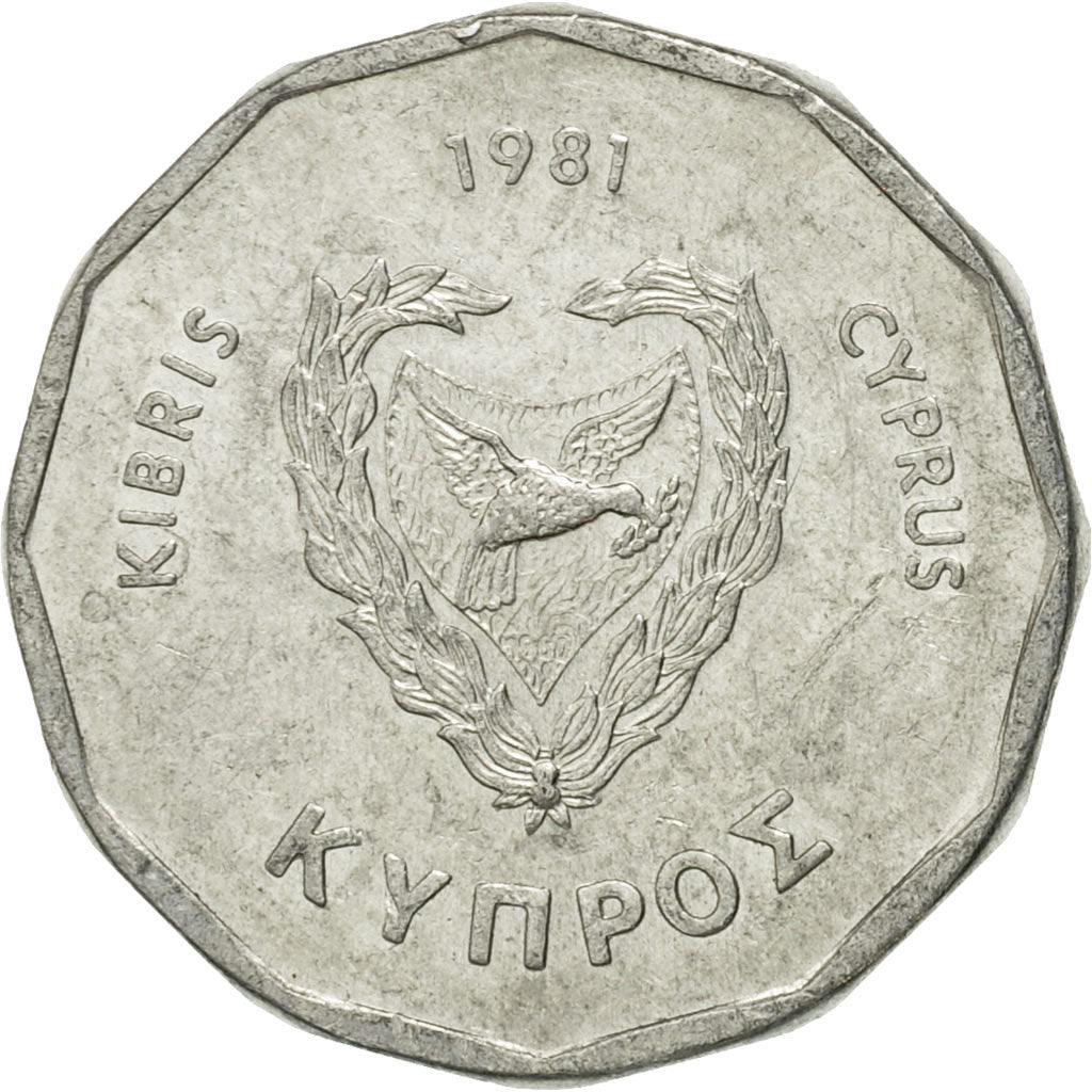 Coin, Cyprus, 5 Mils, 1981, EF(40-45), Aluminum, KM:50.1