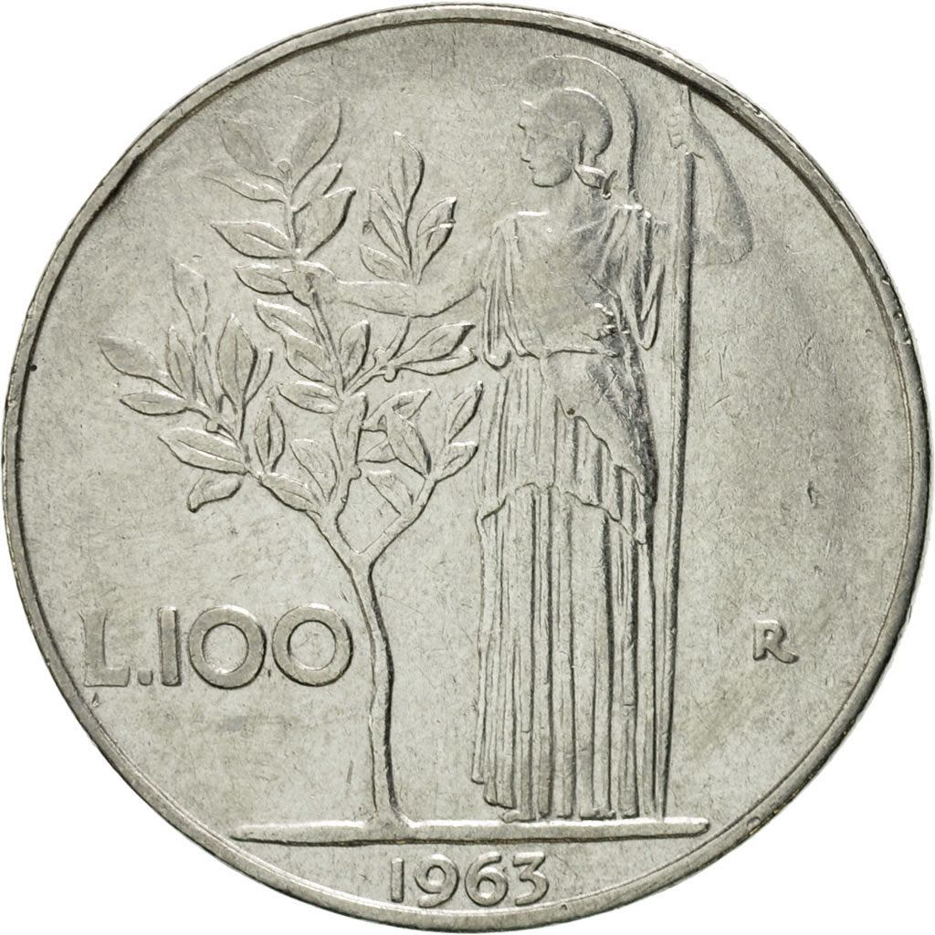 Coin, Italy, 100 Lire, 1963, Rome, EF(40-45), Stainless Steel, KM:96.1