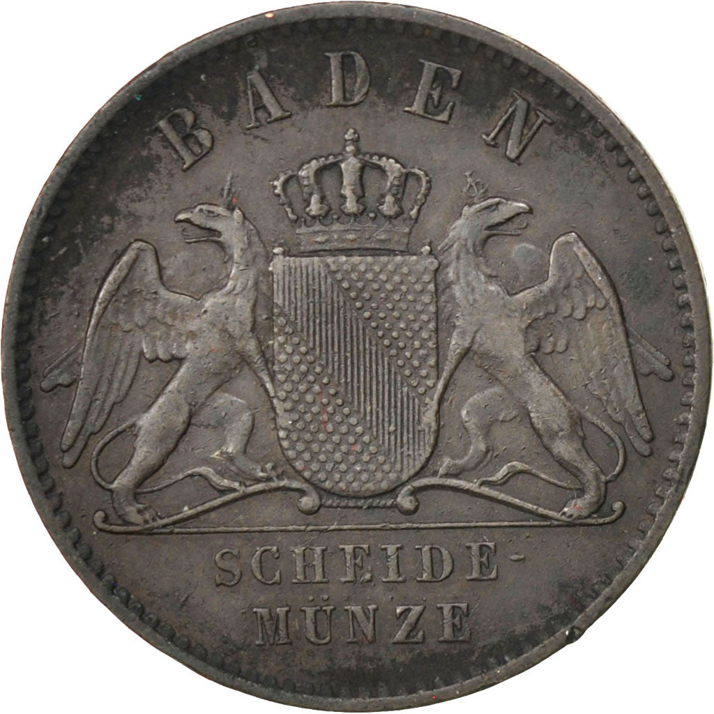Münze, Deutsch Staaten, BADEN, Friedrich I, Kreuzer, 1864, SS, Kupfer, KM:242