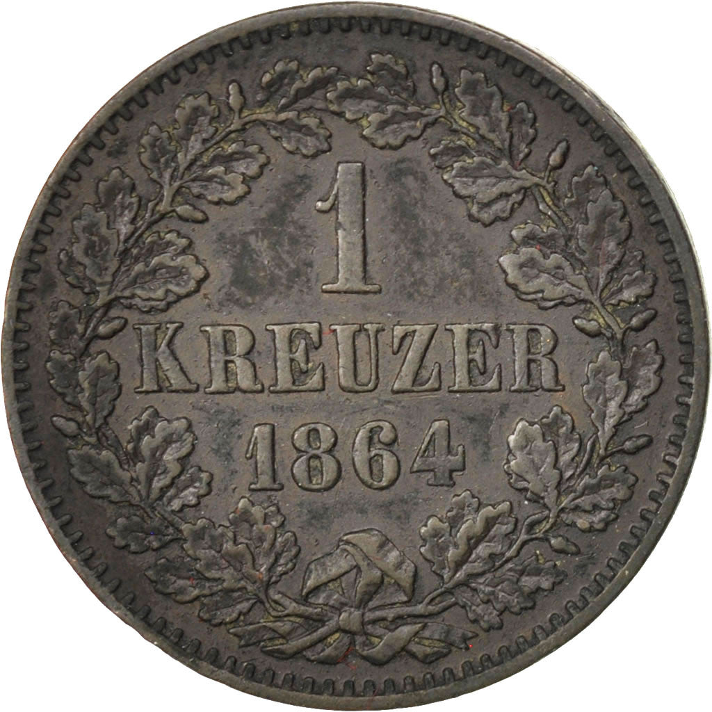 Münze, Deutsch Staaten, BADEN, Friedrich I, Kreuzer, 1864, SS, Kupfer, KM:242