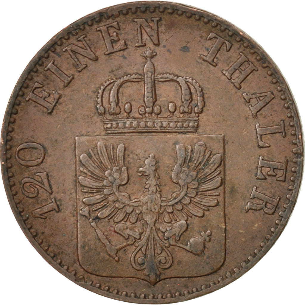 Moneta, Stati tedeschi, PRUSSIA, Wilhelm I, 3 Pfennig, 1861, Berlin, BB, Rame