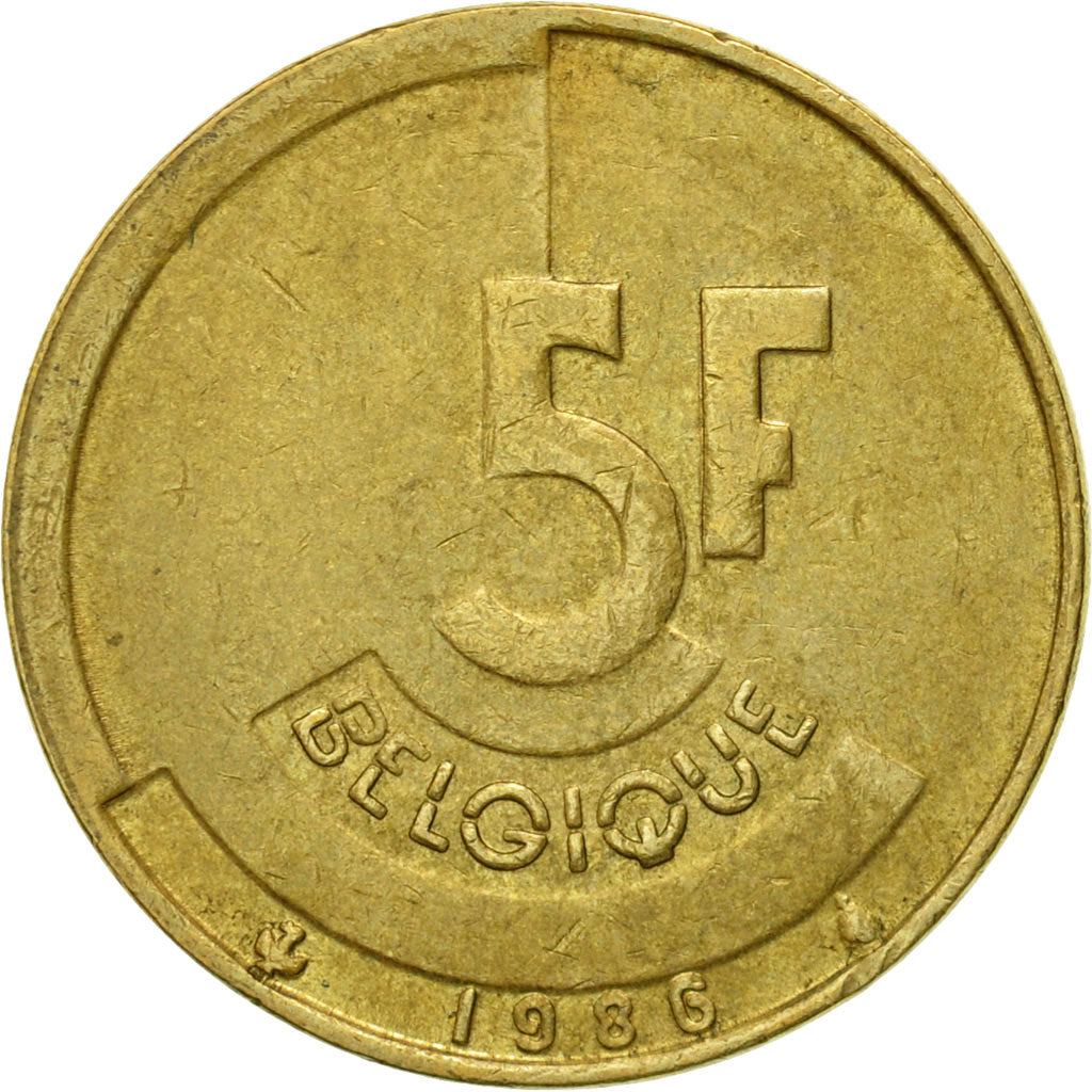Coin, Belgium, 5 Francs, 5 Frank, 1986, EF(40-45), Brass Or Aluminum-Bronze