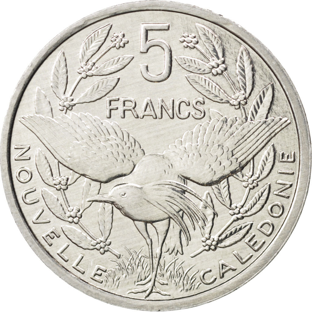 Moneta, Nuova Caledonia, 5 Francs, 1990, SPL+, Alluminio, KM:16, Lecompte:78