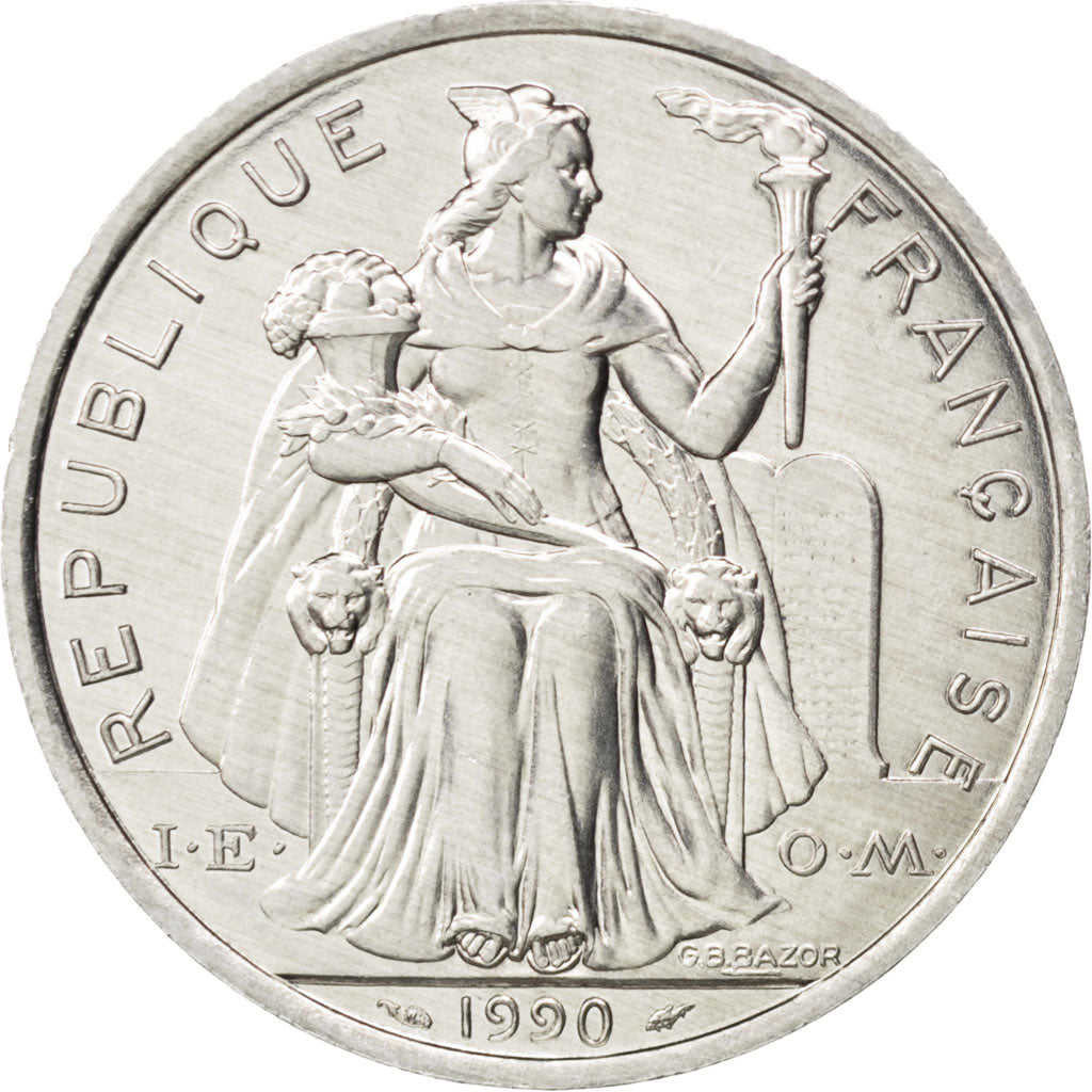 Monnaie, Nouvelle-Calédonie, 5 Francs, 1990, SPL+, Aluminium, KM:16