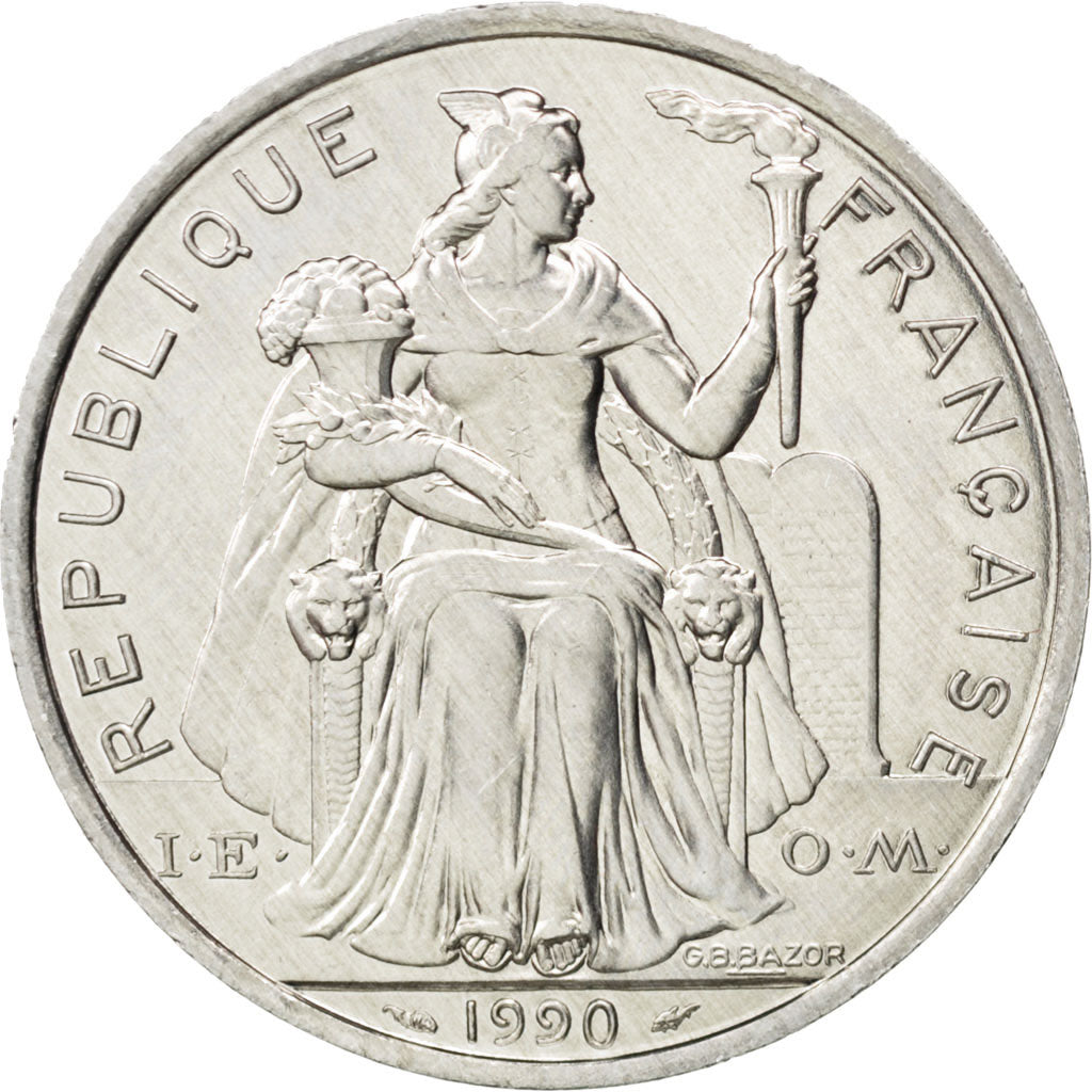 Moneta, Nuova Caledonia, 5 Francs, 1990, SPL+, Alluminio, KM:16, Lecompte:78