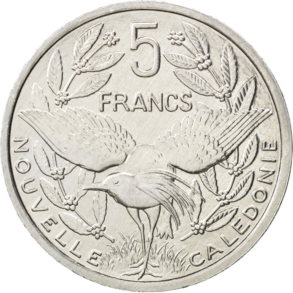 Moneta, Nuova Caledonia, 5 Francs, 1990, SPL+, Alluminio, KM:16, Lecompte:78