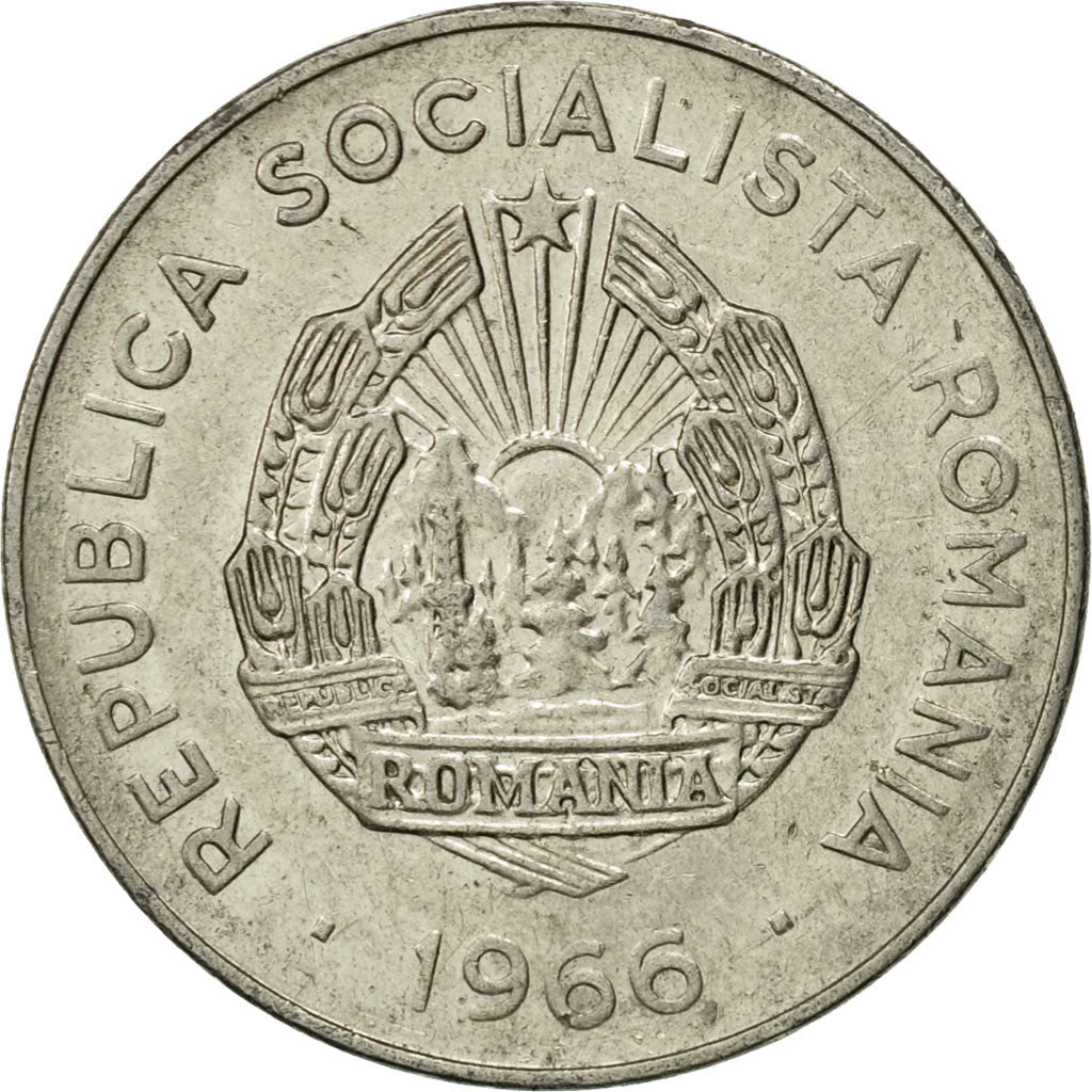 Moneta, Romania, 25 Bani, 1966, BB, Acciaio ricoperto in nichel, KM:94